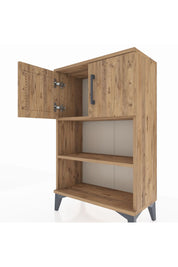 Arges Komodin 2 Raflı 2 Kapaklı 60x30x96 Çam-Çam