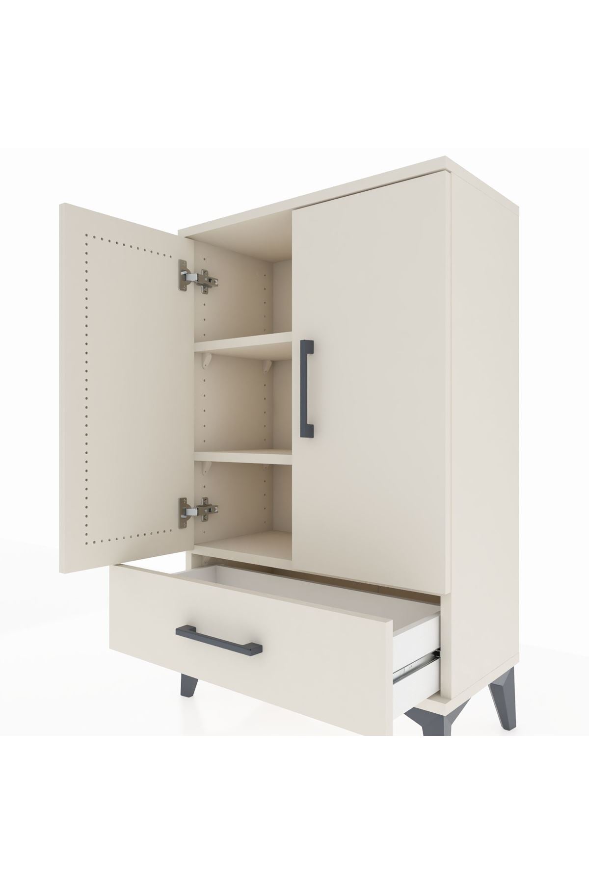 Arges Komodin 2 Raflı Tek Çekmeceli 2 Kapaklı 60x30x96 Aytaşı-Aytaşı