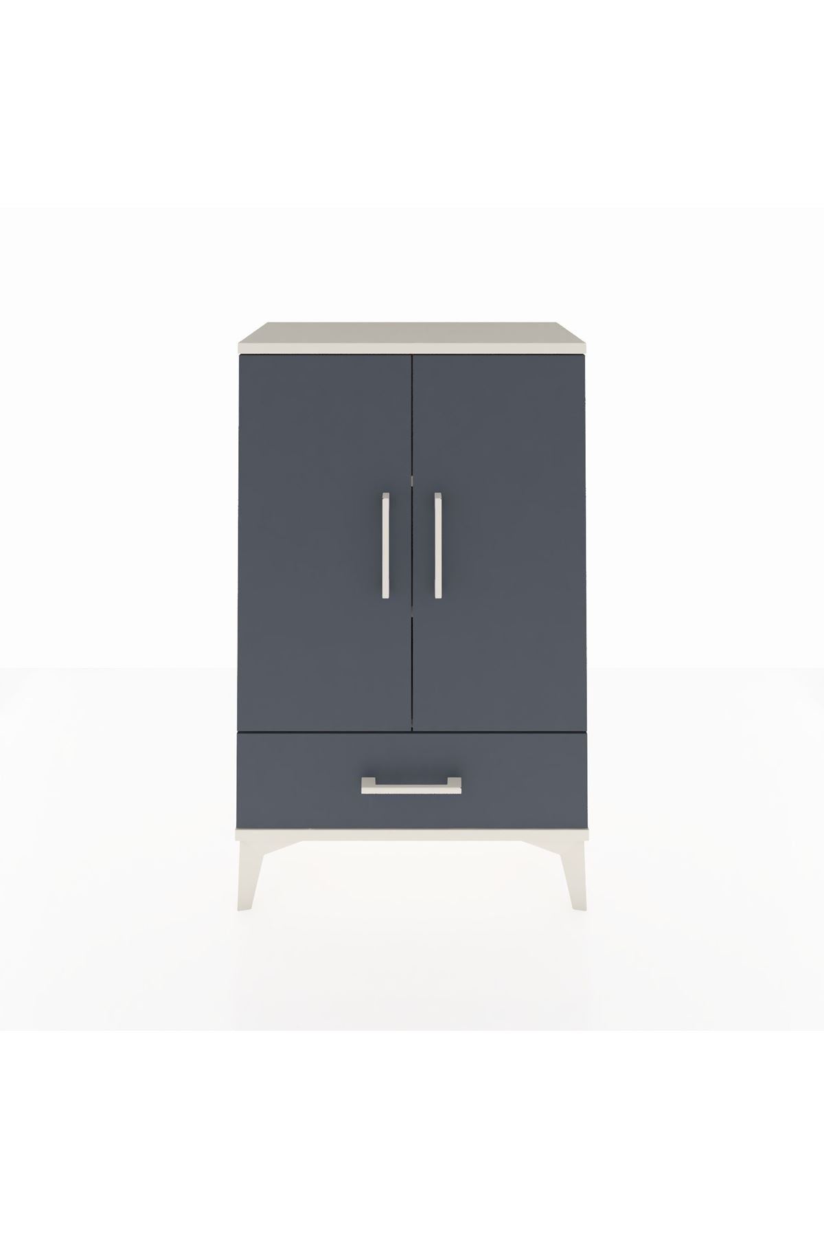 Arges Komodin 2 Raflı Tek Çekmeceli 2 Kapaklı 60x30x96 Aytaşı-Antrasit