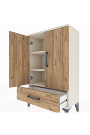 Arges Komodin 2 Raflı Tek Çekmeceli 2 Kapaklı 60x30x96 Aytaşı-Çam