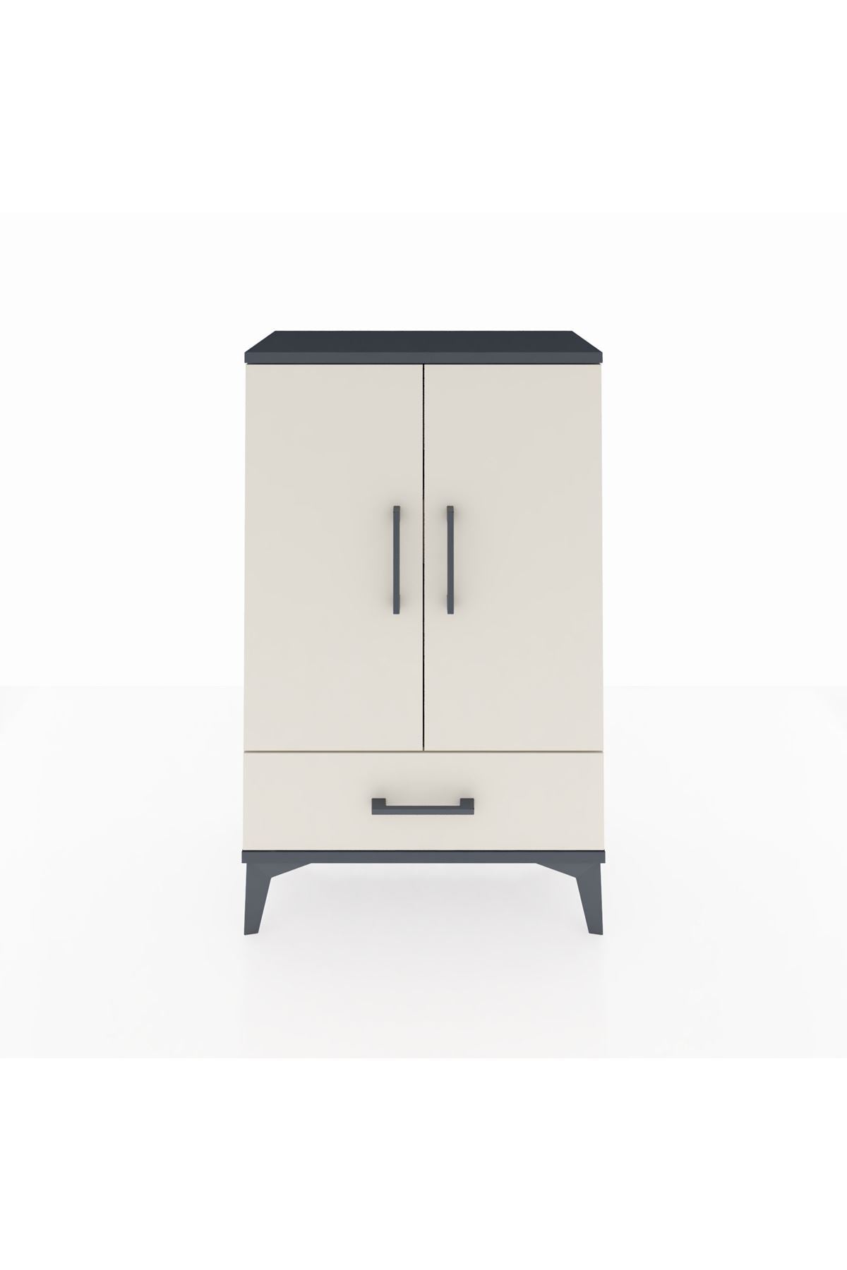 Arges Komodin 2 Raflı Tek Çekmeceli 2 Kapaklı 60x30x96 Antrasit-Aytaşı