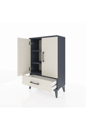 Arges Komodin 2 Raflı Tek Çekmeceli 2 Kapaklı 60x30x96 Antrasit-Aytaşı