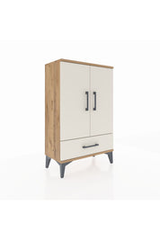 Arges Komodin 2 Raflı Tek Çekmeceli 2 Kapaklı 60x30x96 Çam-Aytaşı