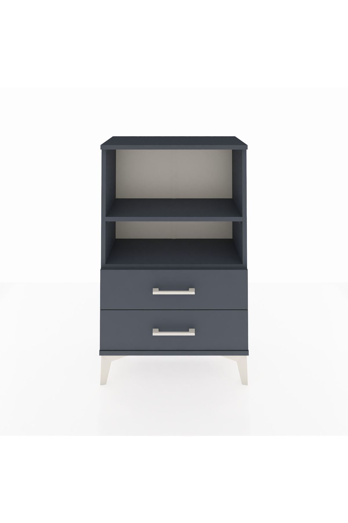 Arges Komodin 2 Raflı 2 Çekmeceli 60x30x96 Antrasit-Antrasit