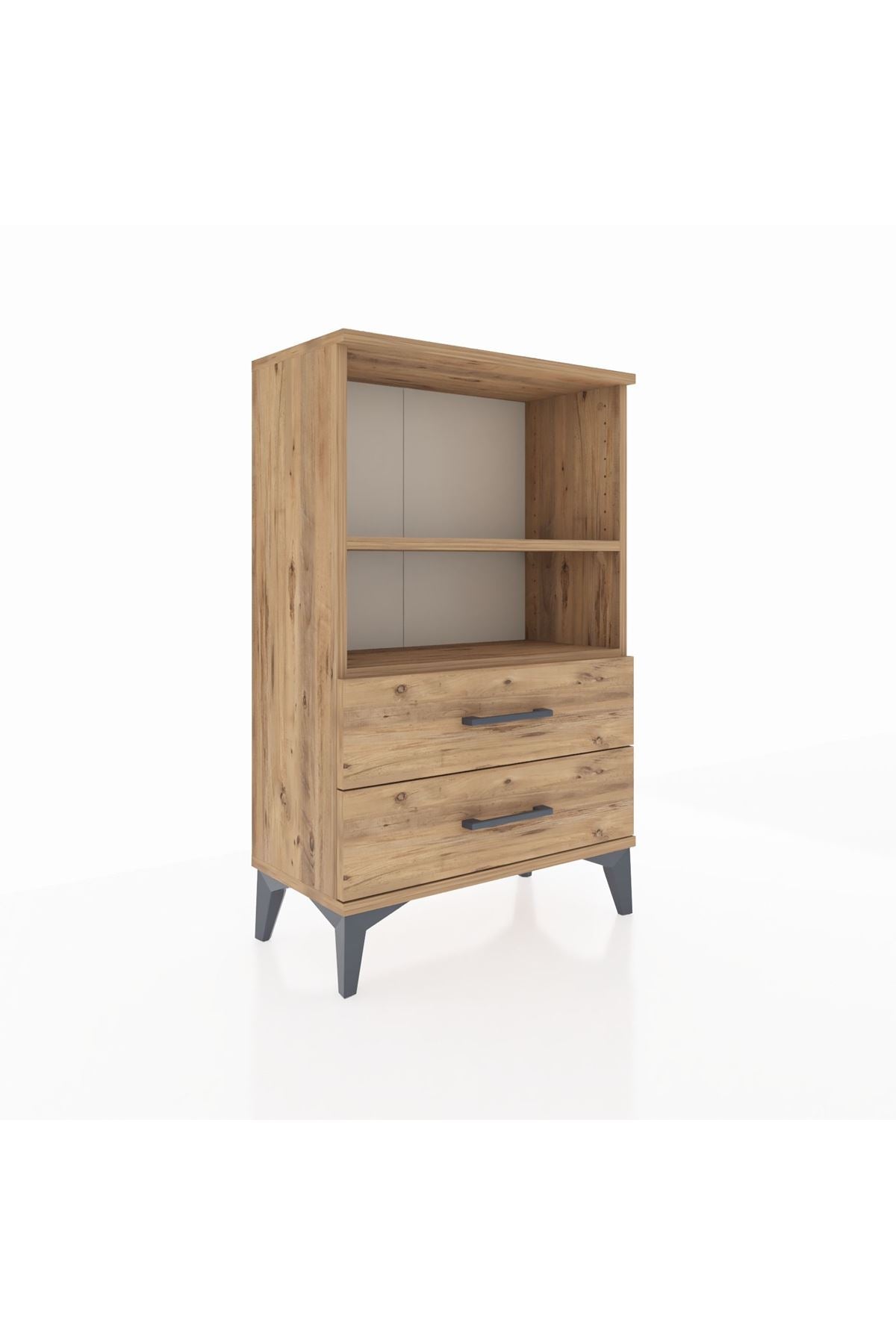 Arges Komodin 2 Raflı 2 Çekmeceli 60x30x96 Çam-Çam