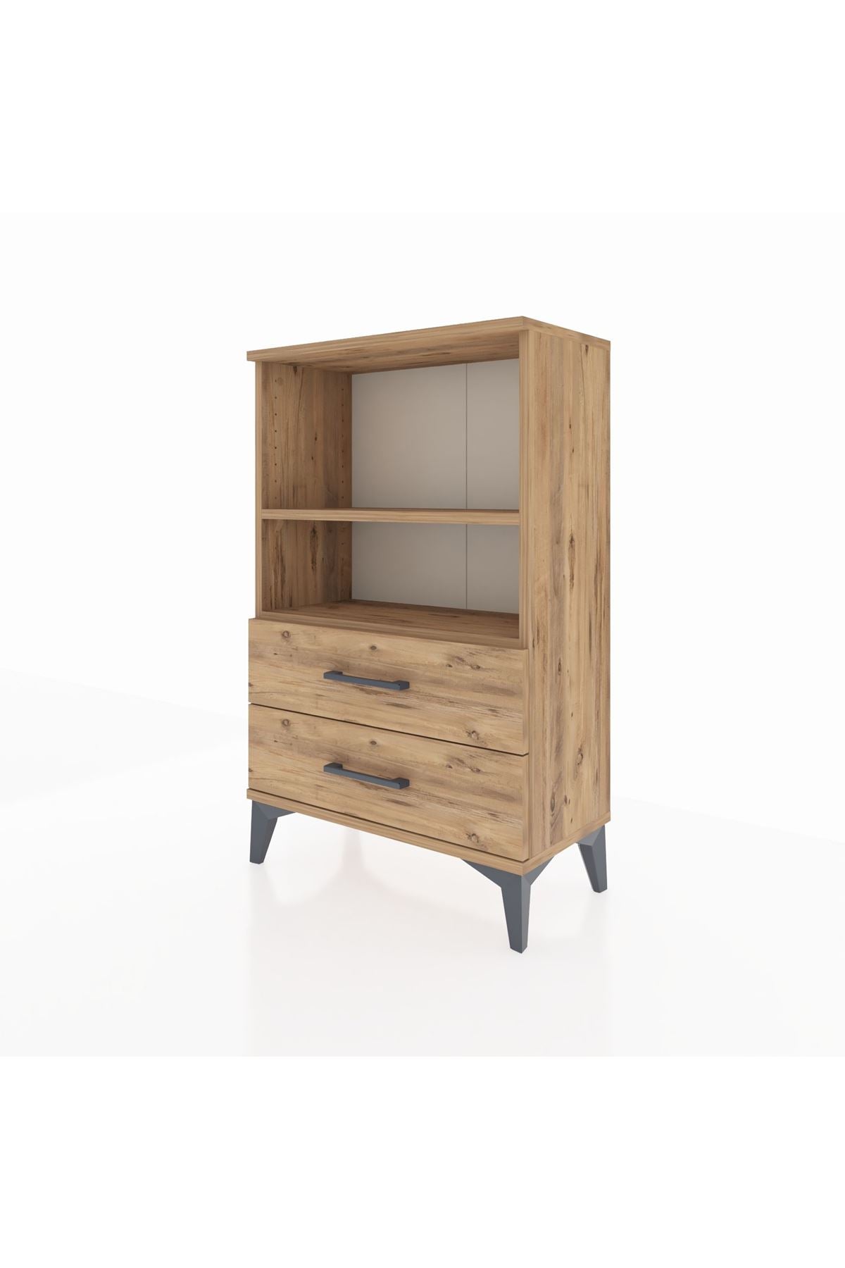 Arges Komodin 2 Raflı 2 Çekmeceli 60x30x96 Çam-Çam