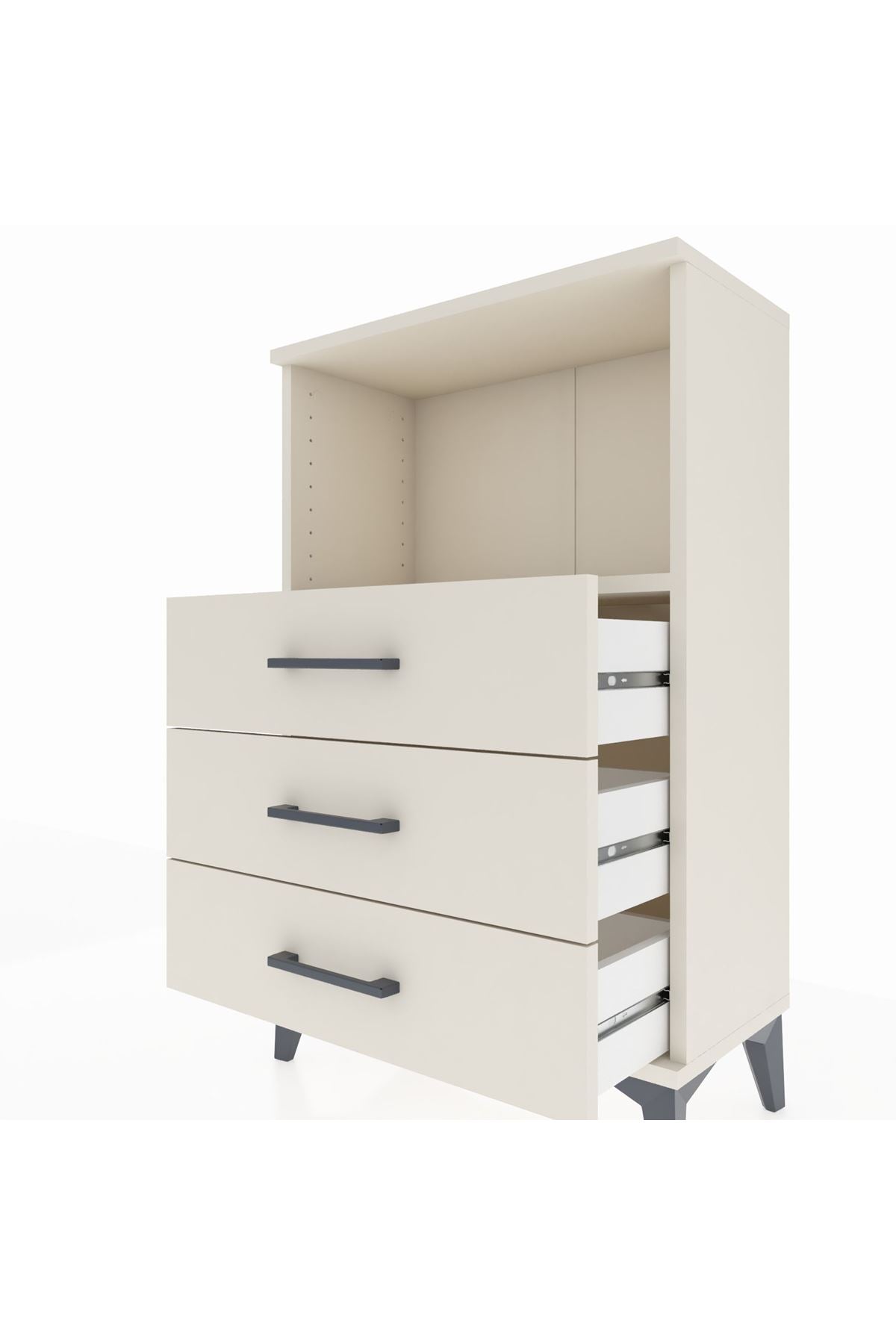 Arges Komodin Tek Raflı 3 Çekmeceli 60x30x96 Aytaşı-Aytaşı
