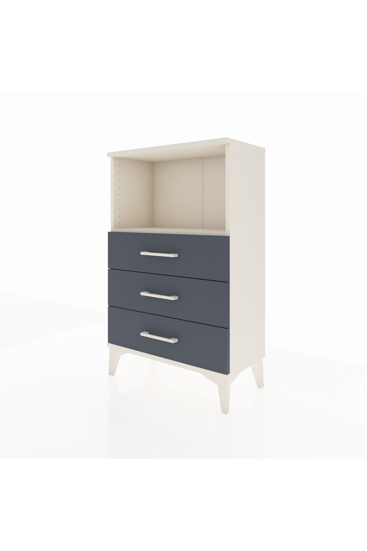 Arges Komodin Tek Raflı 3 Çekmeceli 60x30x96 Aytaşı-Antrasit