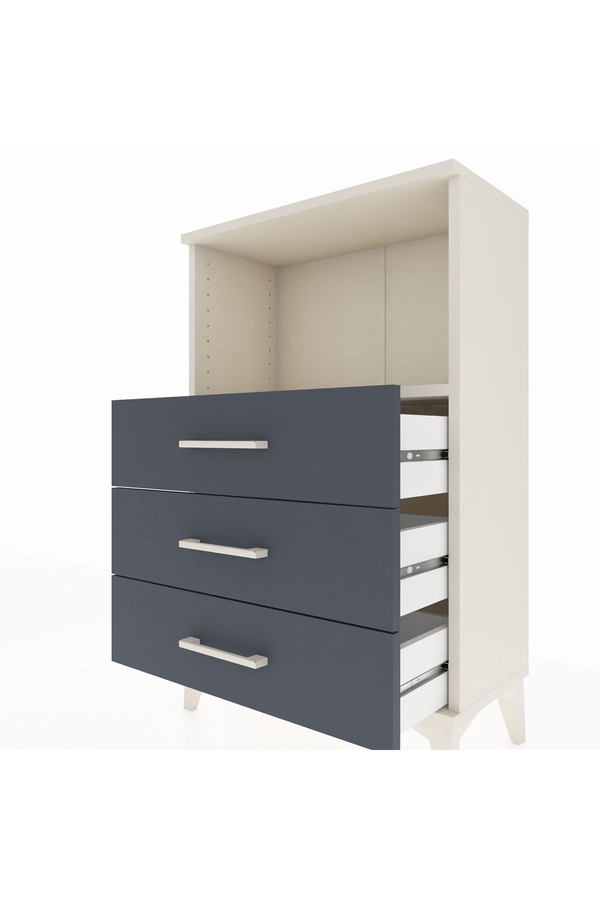 Arges Komodin Tek Raflı 3 Çekmeceli 60x30x96 Aytaşı-Antrasit