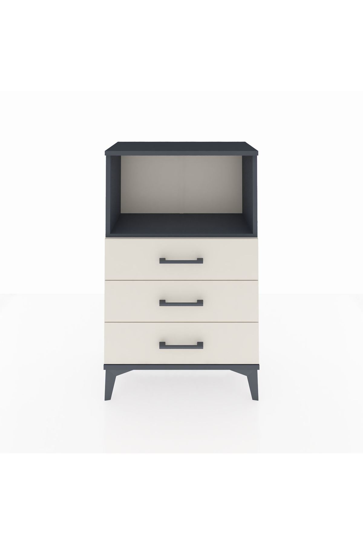 Arges Komodin Tek Raflı 3 Çekmeceli 60x30x96 Antrasit-Aytaşı