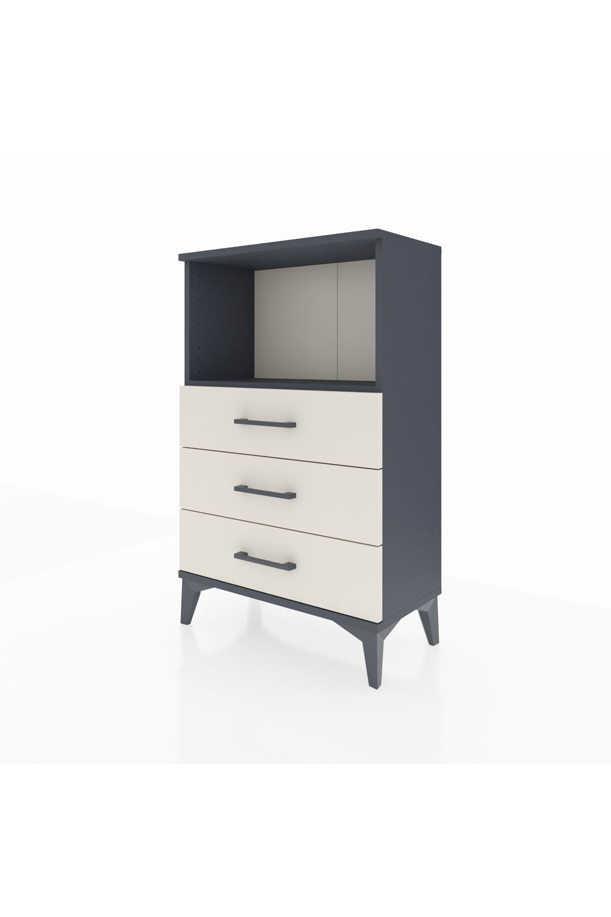 Arges Komodin Tek Raflı 3 Çekmeceli 60x30x96 Antrasit-Aytaşı