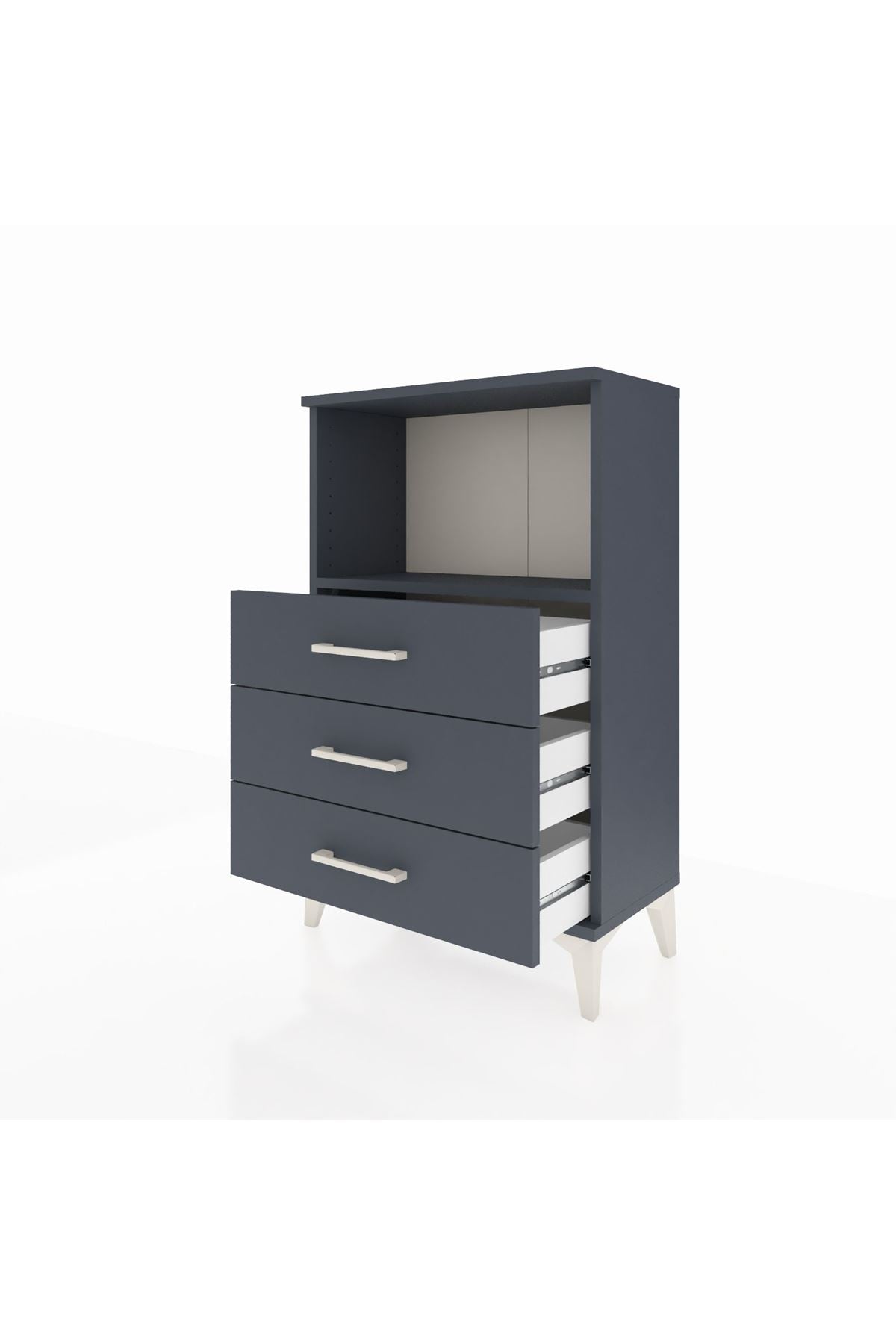 Arges Komodin Tek Raflı 3 Çekmeceli 60x30x96 Antrasit-Antrasit