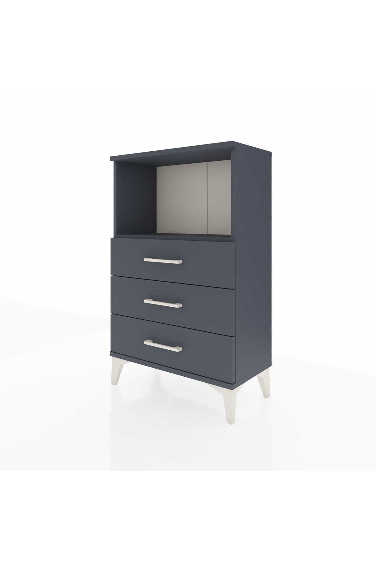 Arges Komodin Tek Raflı 3 Çekmeceli 60x30x96 Antrasit-Antrasit