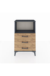 Arges Komodin Tek Raflı 3 Çekmeceli 60x30x96 Antrasit-Çam