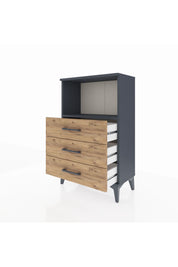 Arges Komodin Tek Raflı 3 Çekmeceli 60x30x96 Antrasit-Çam