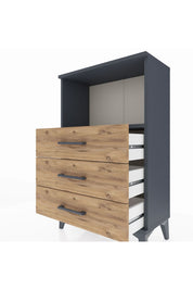 Arges Komodin Tek Raflı 3 Çekmeceli 60x30x96 Antrasit-Çam