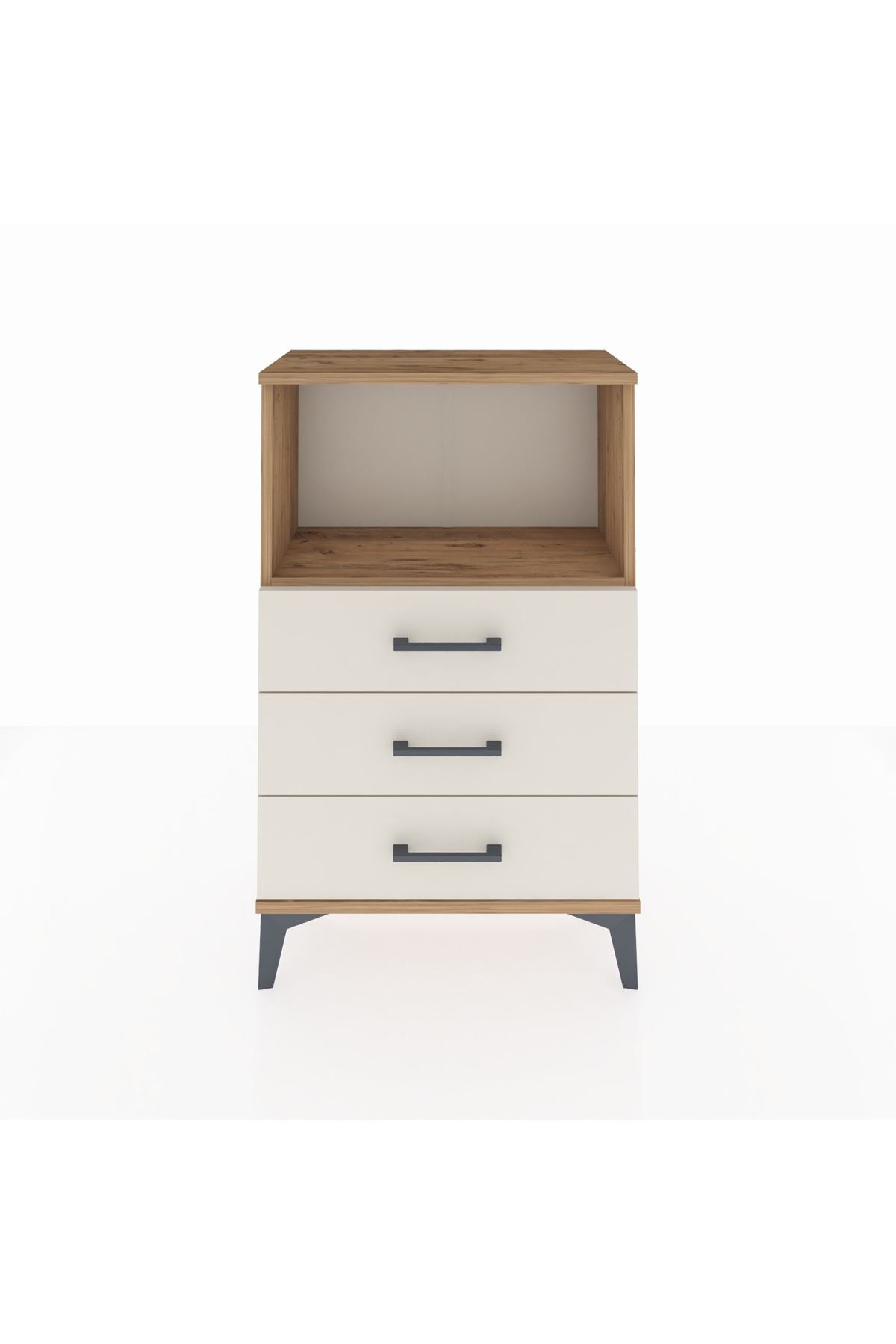 Arges Komodin Tek Raflı 3 Çekmeceli 60x30x96 Çam-Aytaşı