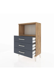 Arges Komodin Tek Raflı 3 Çekmeceli 60x30x96 Çam-Antrasit