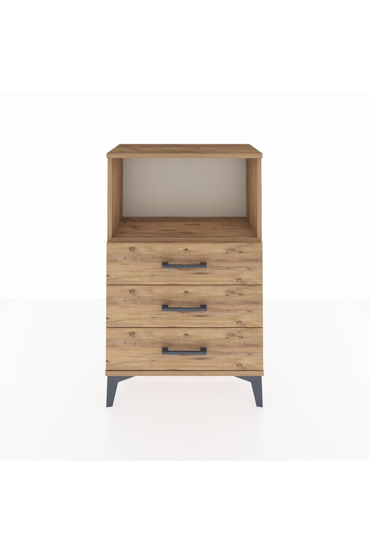 Arges Komodin Tek Raflı 3 Çekmeceli 60x30x96 Çam-Çam