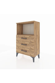 Arges Komodin Tek Raflı 3 Çekmeceli 60x30x96 Çam-Çam