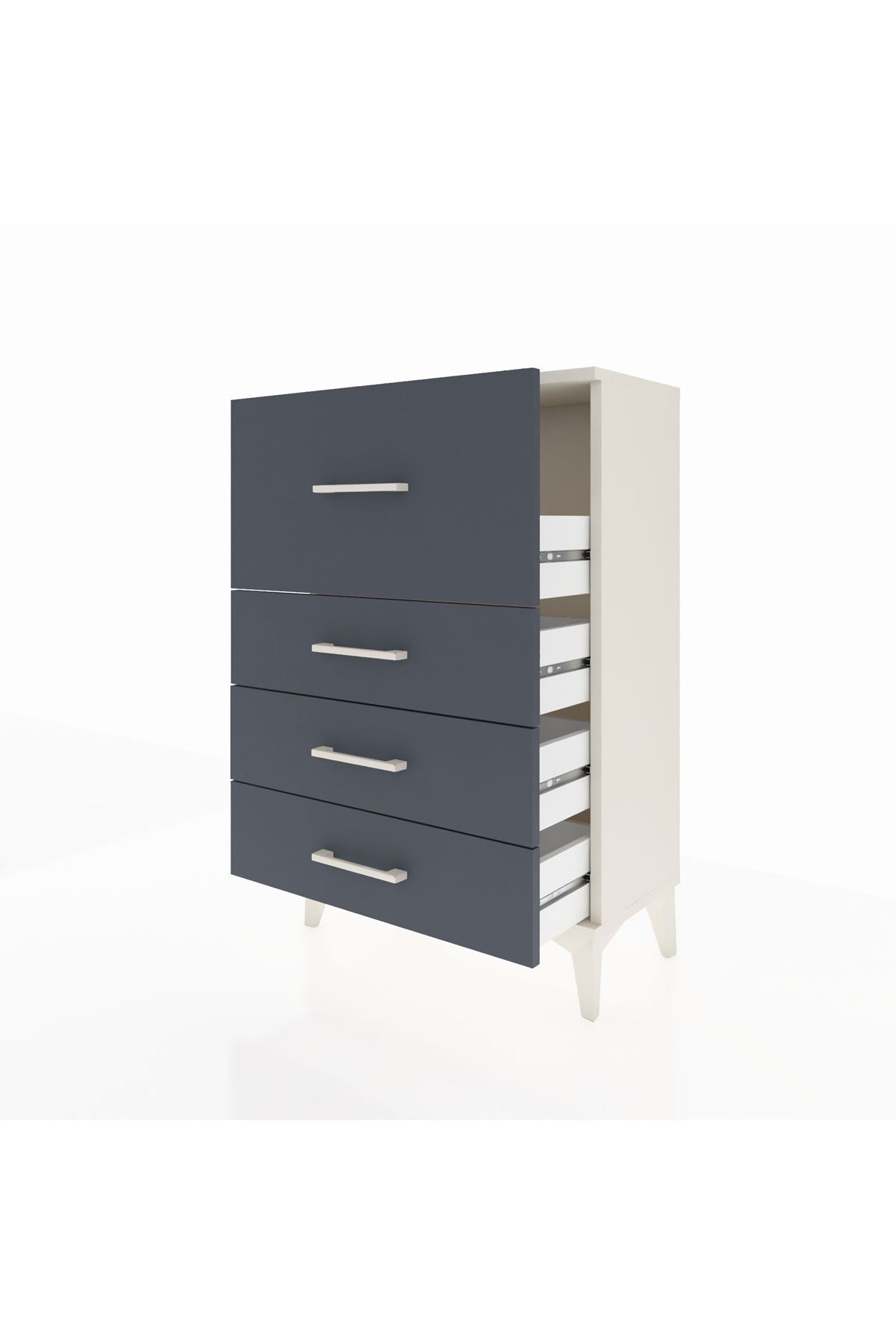 Arges Komodin 4 Çekmeceli 60x30x96 Aytaşı-Antrasit