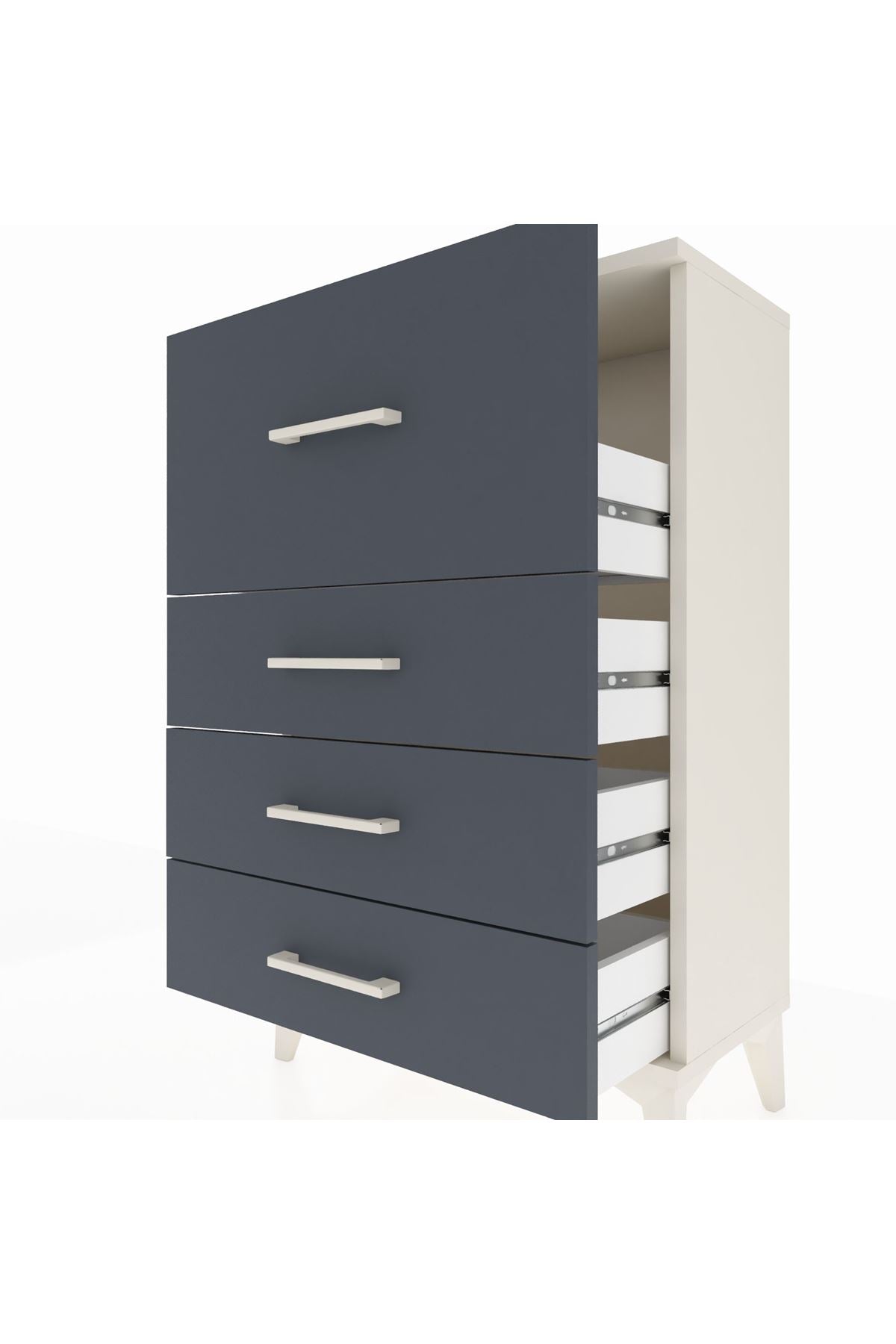 Arges Komodin 4 Çekmeceli 60x30x96 Aytaşı-Antrasit