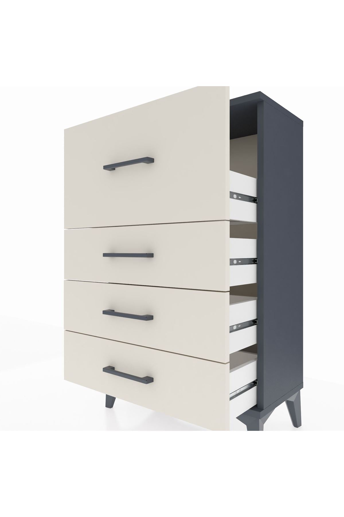 Arges Komodin 4 Çekmeceli 60x30x96 Antrasit-Aytaşı