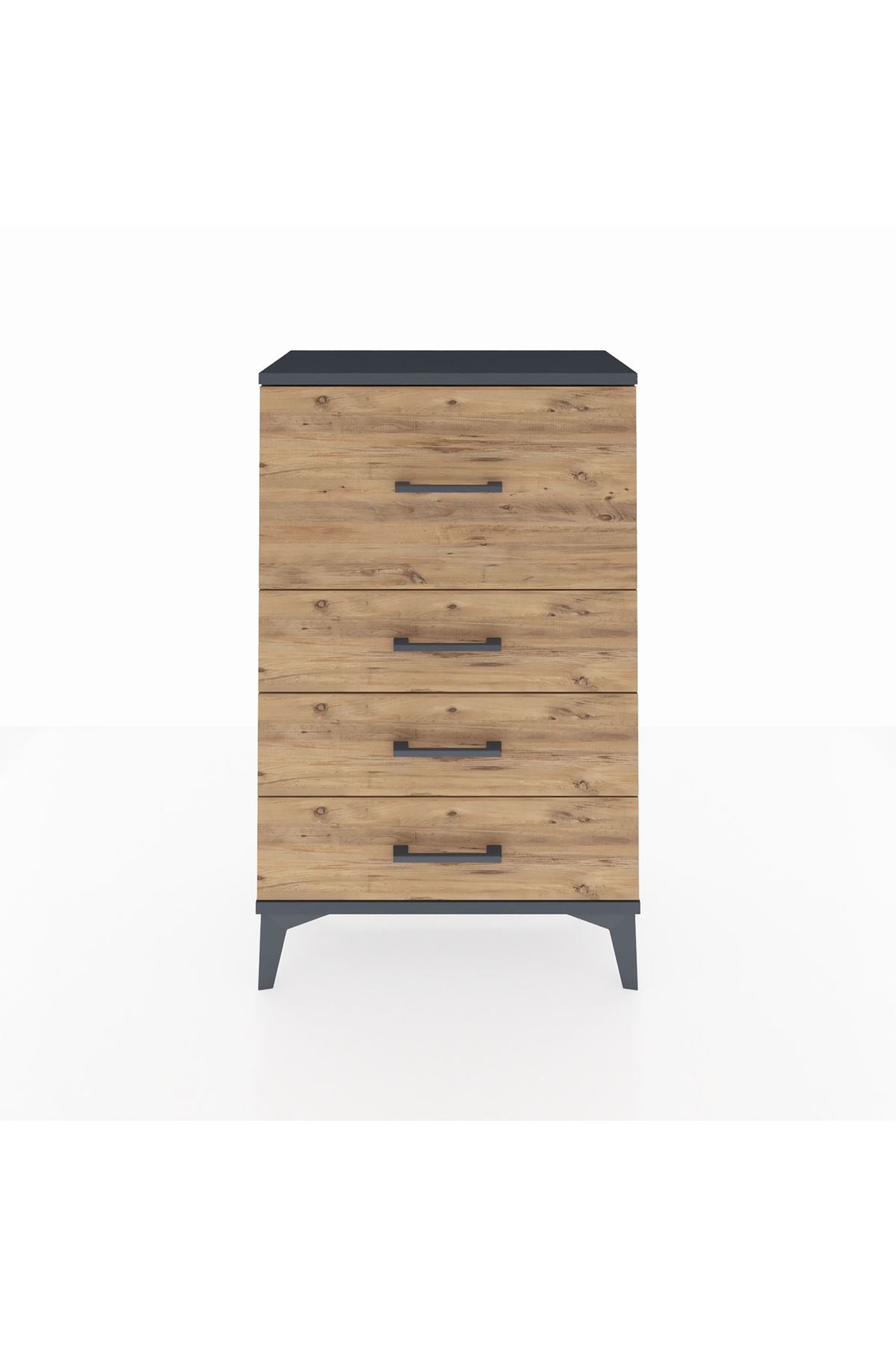 Arges Komodin 4 Çekmeceli 60x30x96 Antrasit-Çam