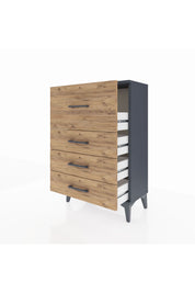 Arges Komodin 4 Çekmeceli 60x30x96 Antrasit-Çam