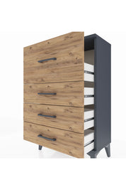 Arges Komodin 4 Çekmeceli 60x30x96 Antrasit-Çam