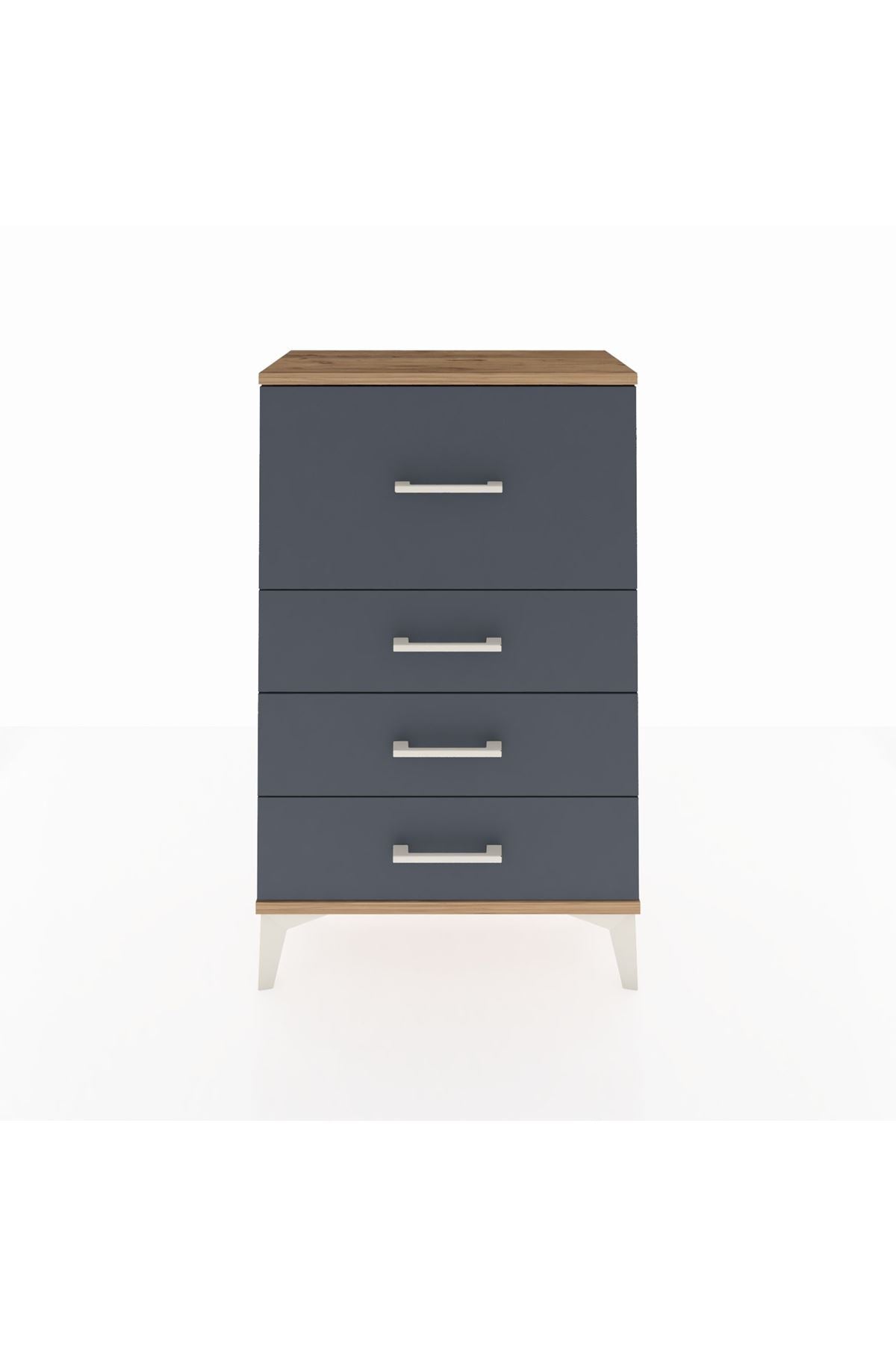 Arges Komodin 4 Çekmeceli 60x30x96 Çam-Antrasit