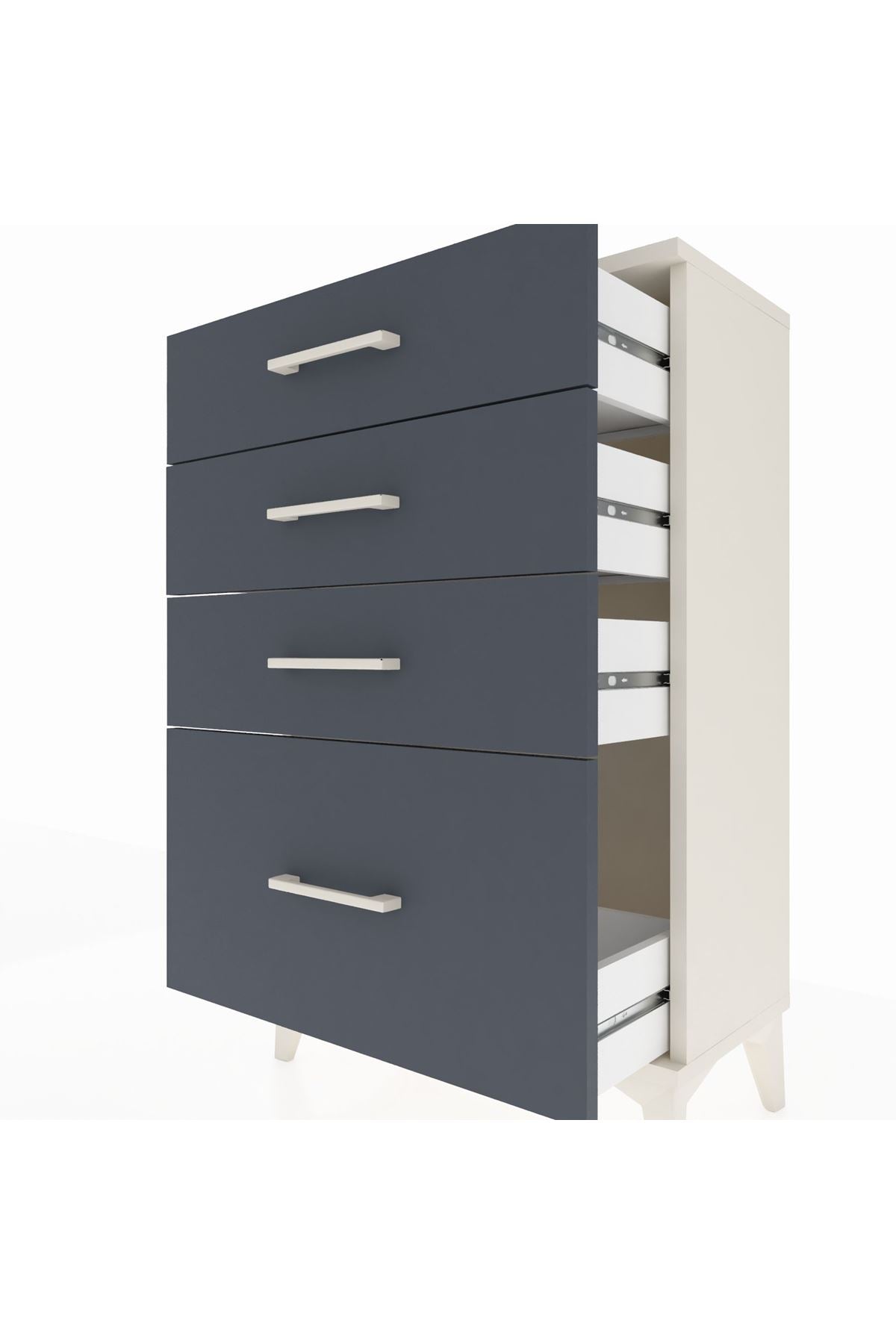 Arges Komodin 4 Çekmeceli 60x30x96 Aytaşı-Antrasit