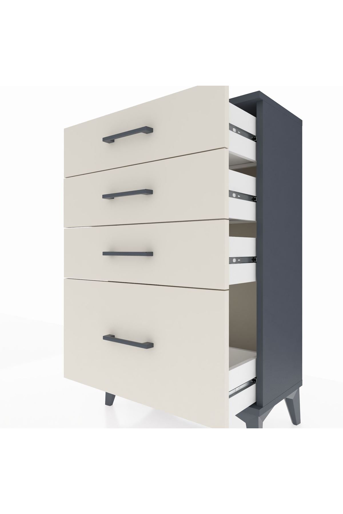 Arges Komodin 4 Çekmeceli 60x30x96 Antrasit-Aytaşı