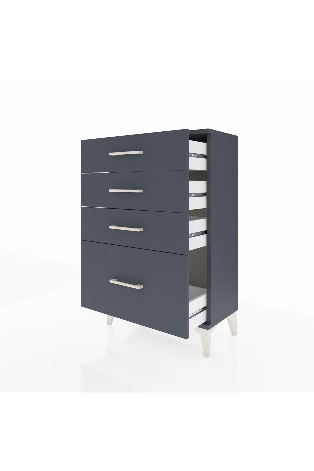 Arges Komodin 4 Çekmeceli 60x30x96 Antrasit-Antrasit