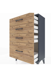 Arges Komodin 4 Çekmeceli 60x30x96 Antrasit-Çam