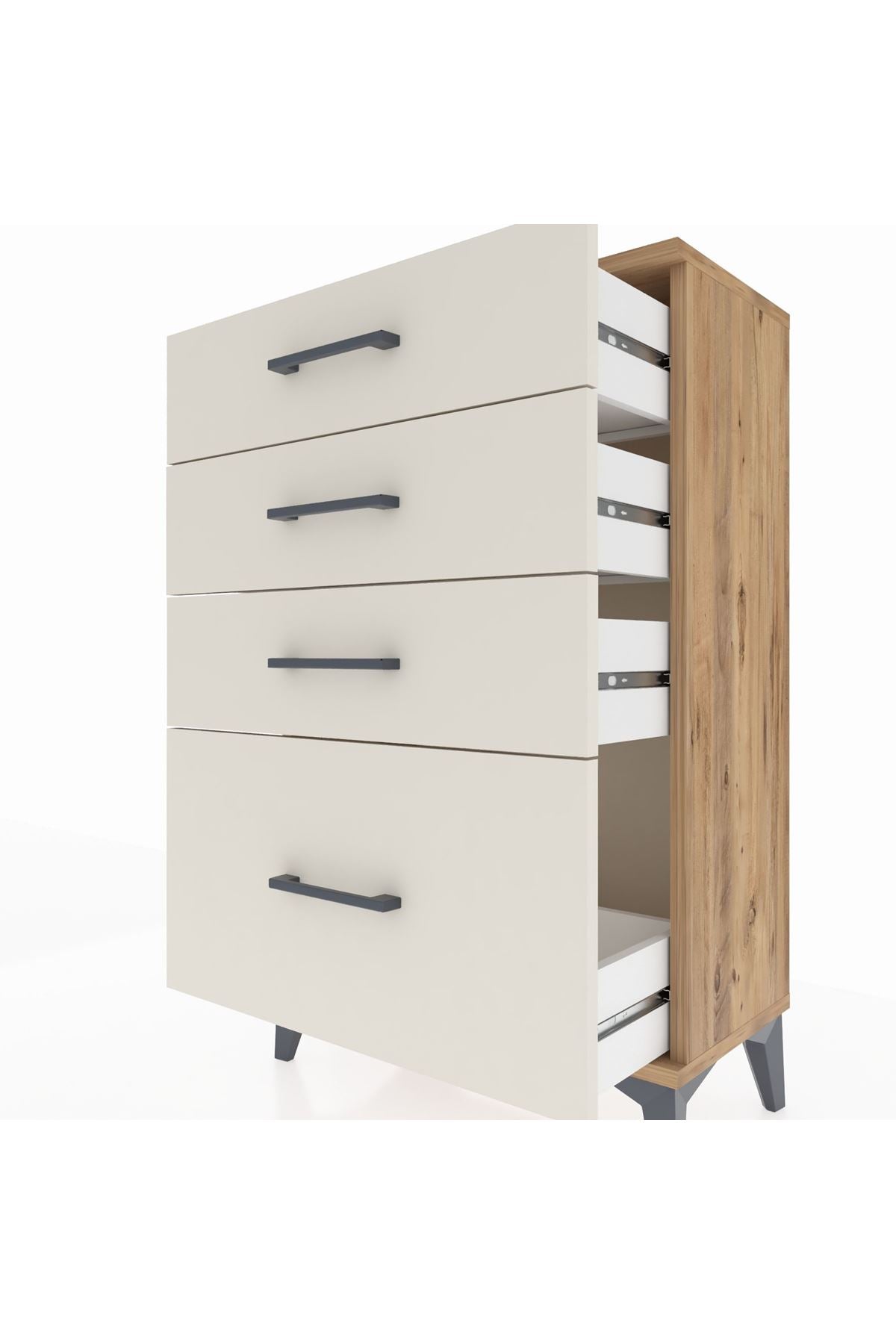 Arges Komodin 4 Çekmeceli 60x30x96 Çam-Aytaşı