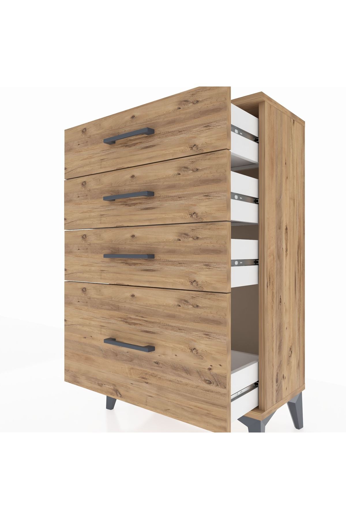 Arges Komodin 4 Çekmeceli 60x30x96 Çam-Çam