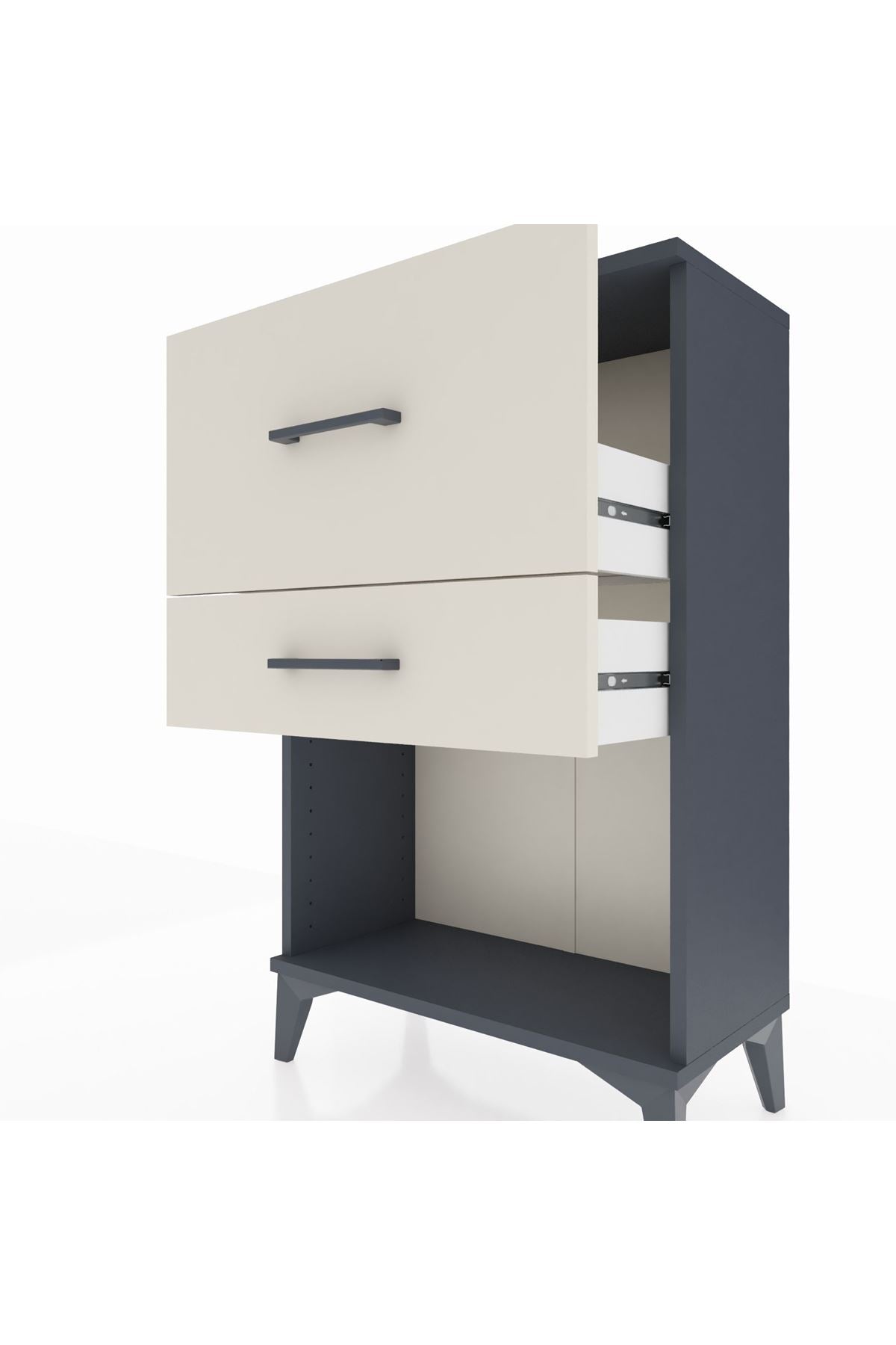 Arges Komodin 2 Çekmeceli 60x30x96 Antrasit-Aytaşı