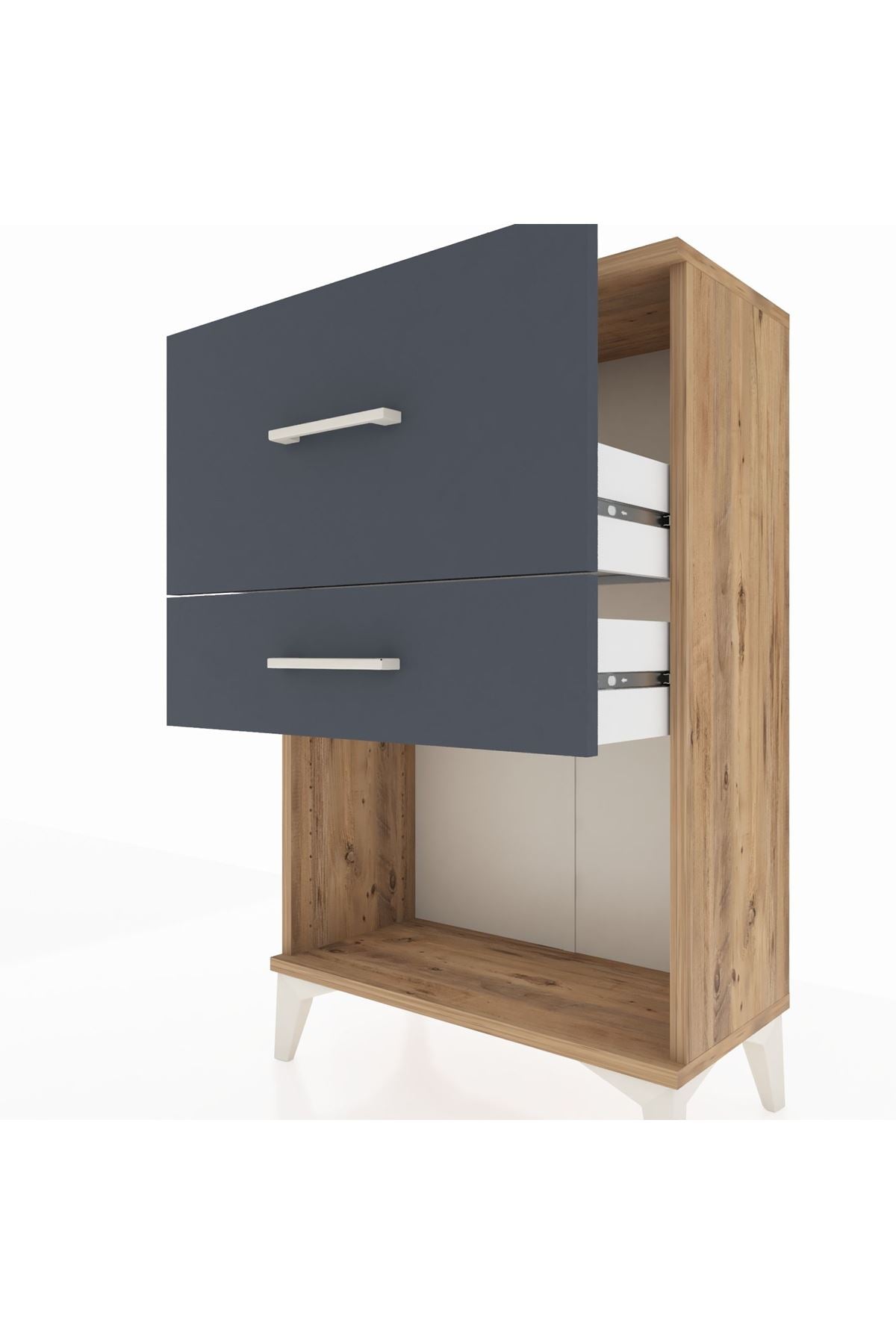 Arges Komodin 2 Çekmeceli 60x30x96 Çam-Antrasit