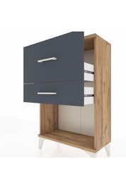 Arges Komodin 2 Çekmeceli 60x30x96 Çam-Antrasit