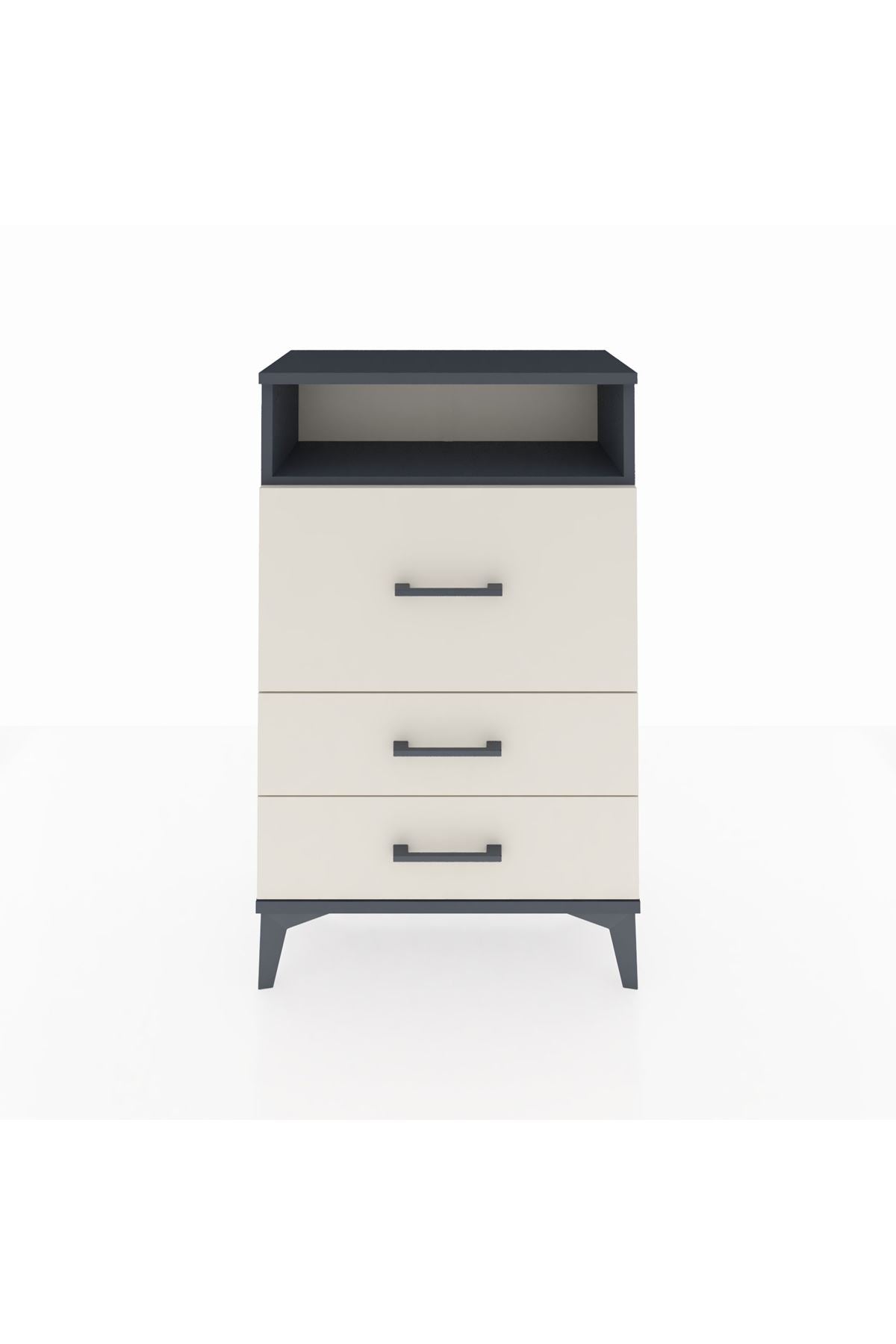 Arges Komodin Tek Raflı 3 Çekmeceli 60x30x96 Antrasit-Aytaşı