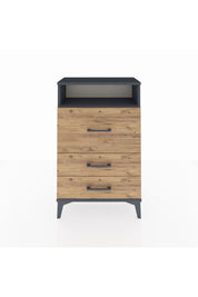 Arges Komodin Tek Raflı 3 Çekmeceli 60x30x96 Antrasit-Çam