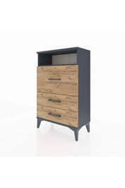 Arges Komodin Tek Raflı 3 Çekmeceli 60x30x96 Antrasit-Çam