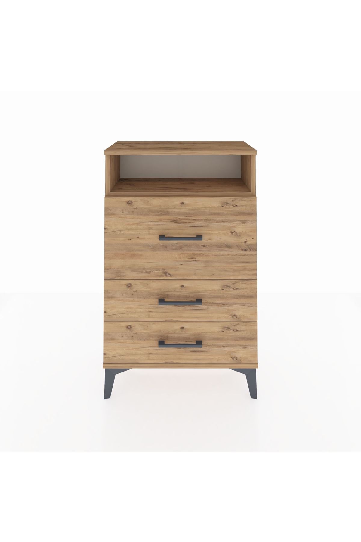 Arges Komodin Tek Raflı 3 Çekmeceli 60x30x96 Çam-Çam