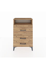 Arges Komodin Tek Raflı 3 Çekmeceli 60x30x96 Çam-Çam