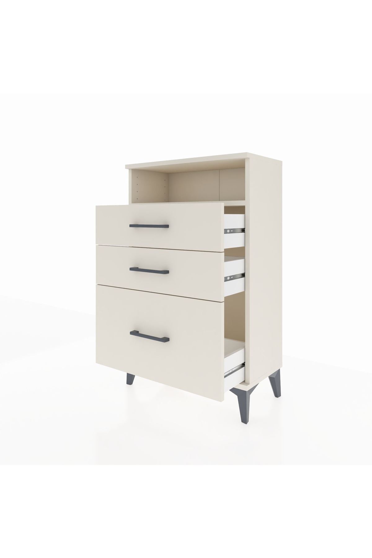 Arges Komodin Tek Raflı 3 Çekmeceli 60x30x96 Aytaşı-Aytaşı