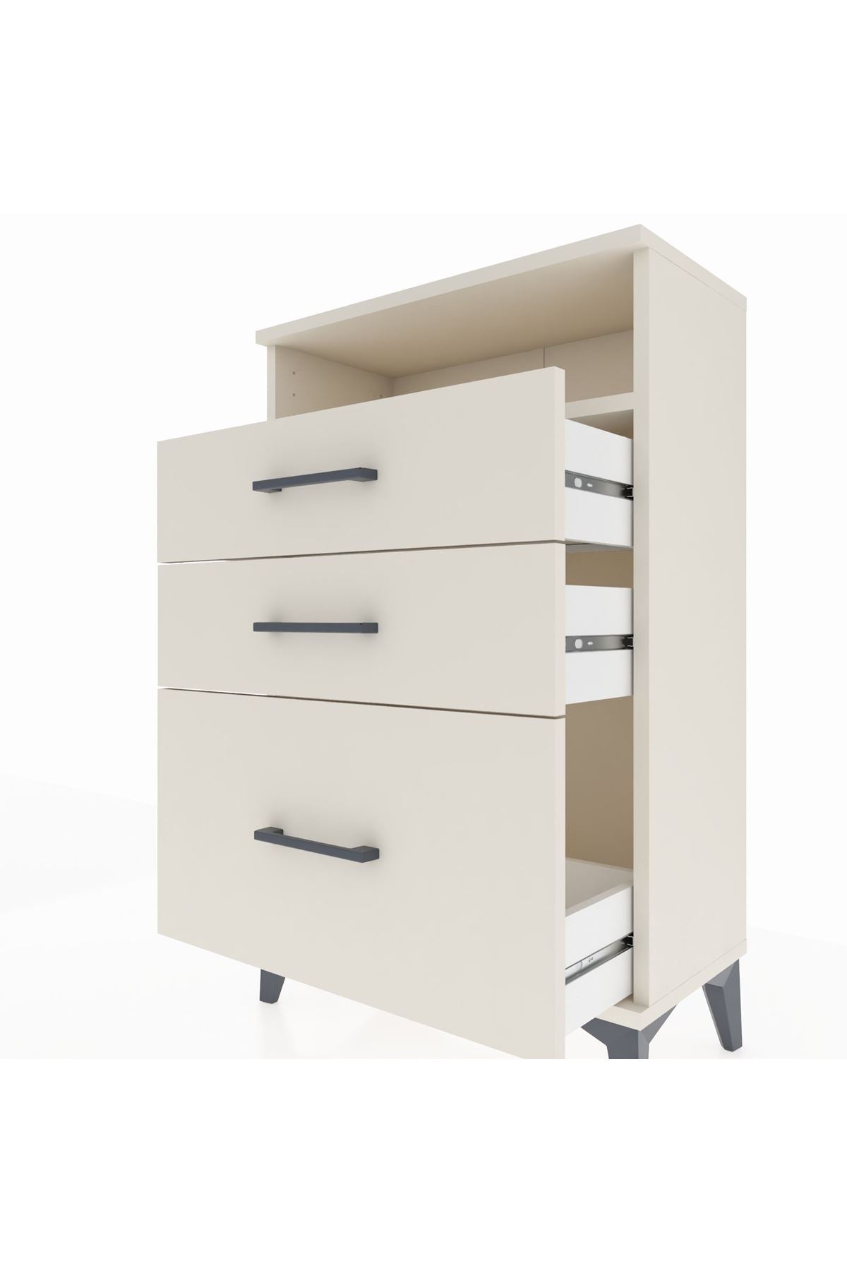 Arges Komodin Tek Raflı 3 Çekmeceli 60x30x96 Aytaşı-Aytaşı