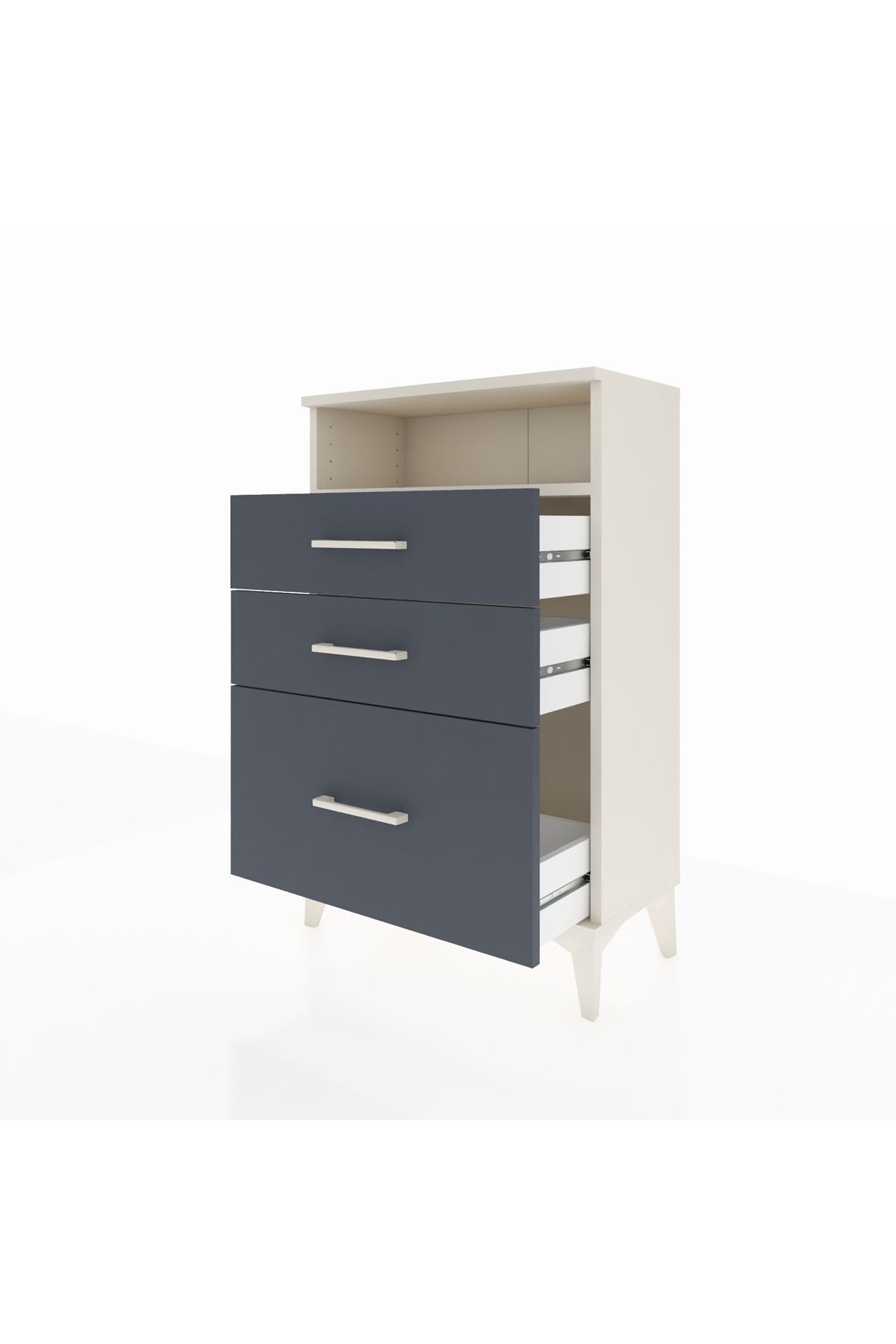 Arges Komodin Tek Raflı 3 Çekmeceli 60x30x96 Aytaşı-Antrasit