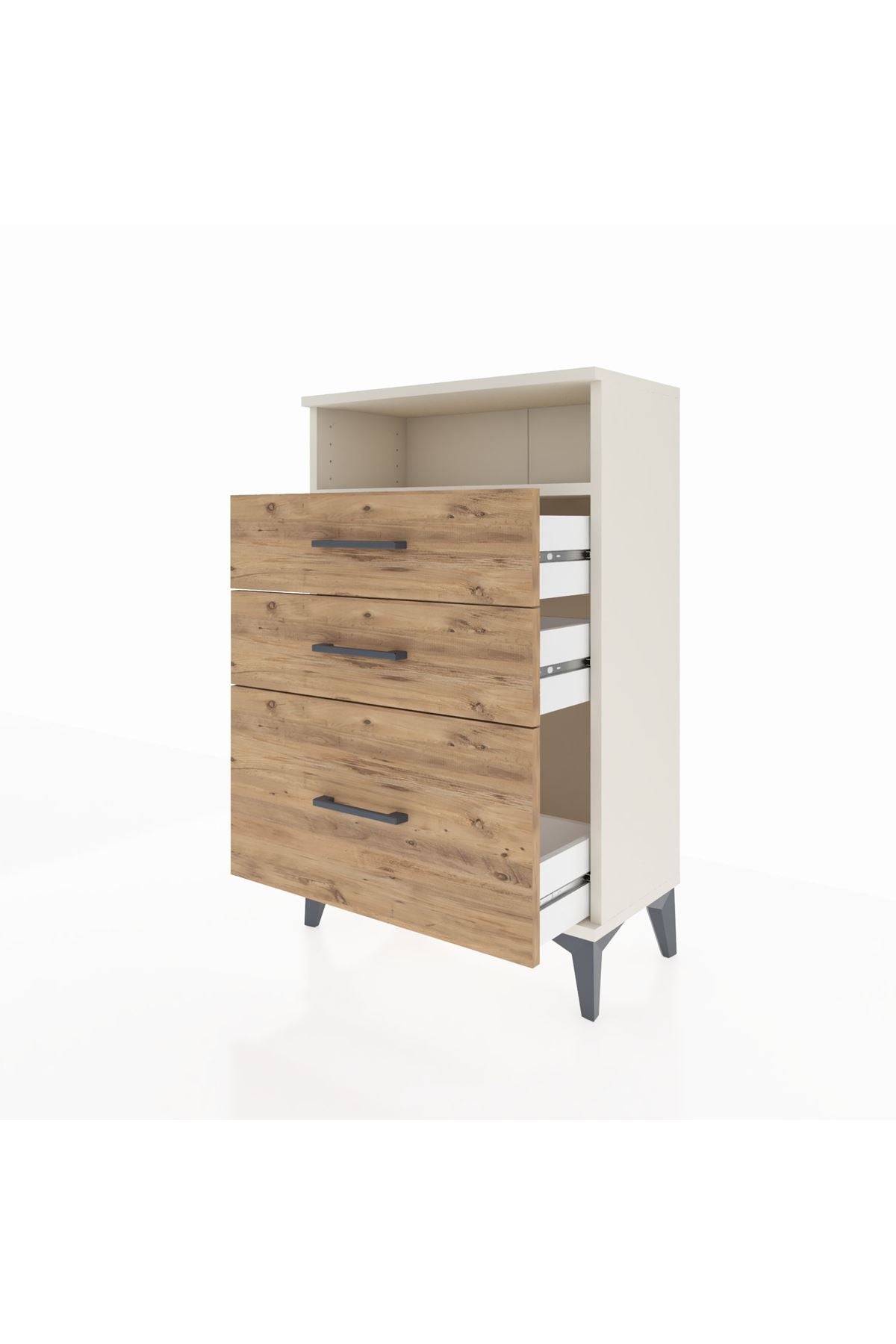 Arges Komodin Tek Raflı 3 Çekmeceli 60x30x96 Aytaşı-Çam