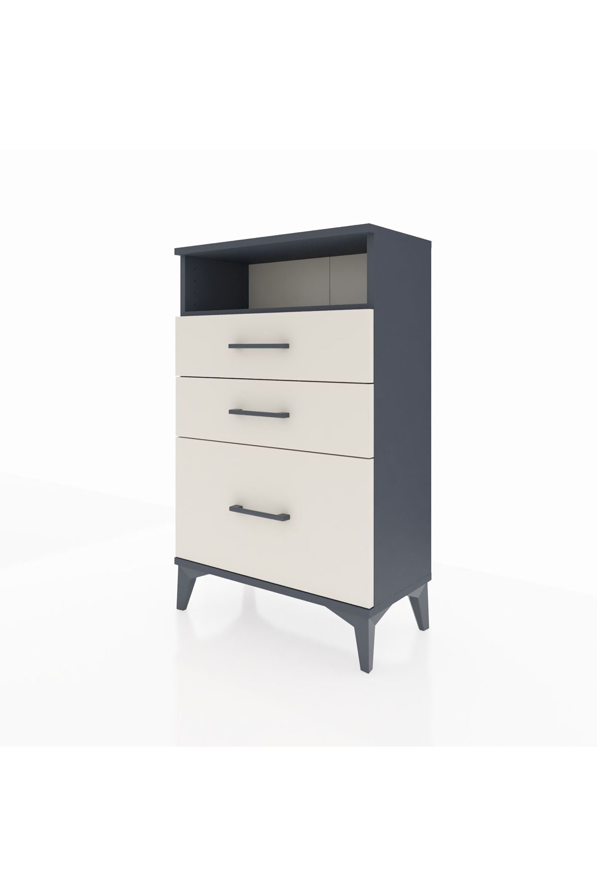 Arges Komodin Tek Raflı 3 Çekmeceli 60x30x96 Antrasit-Aytaşı